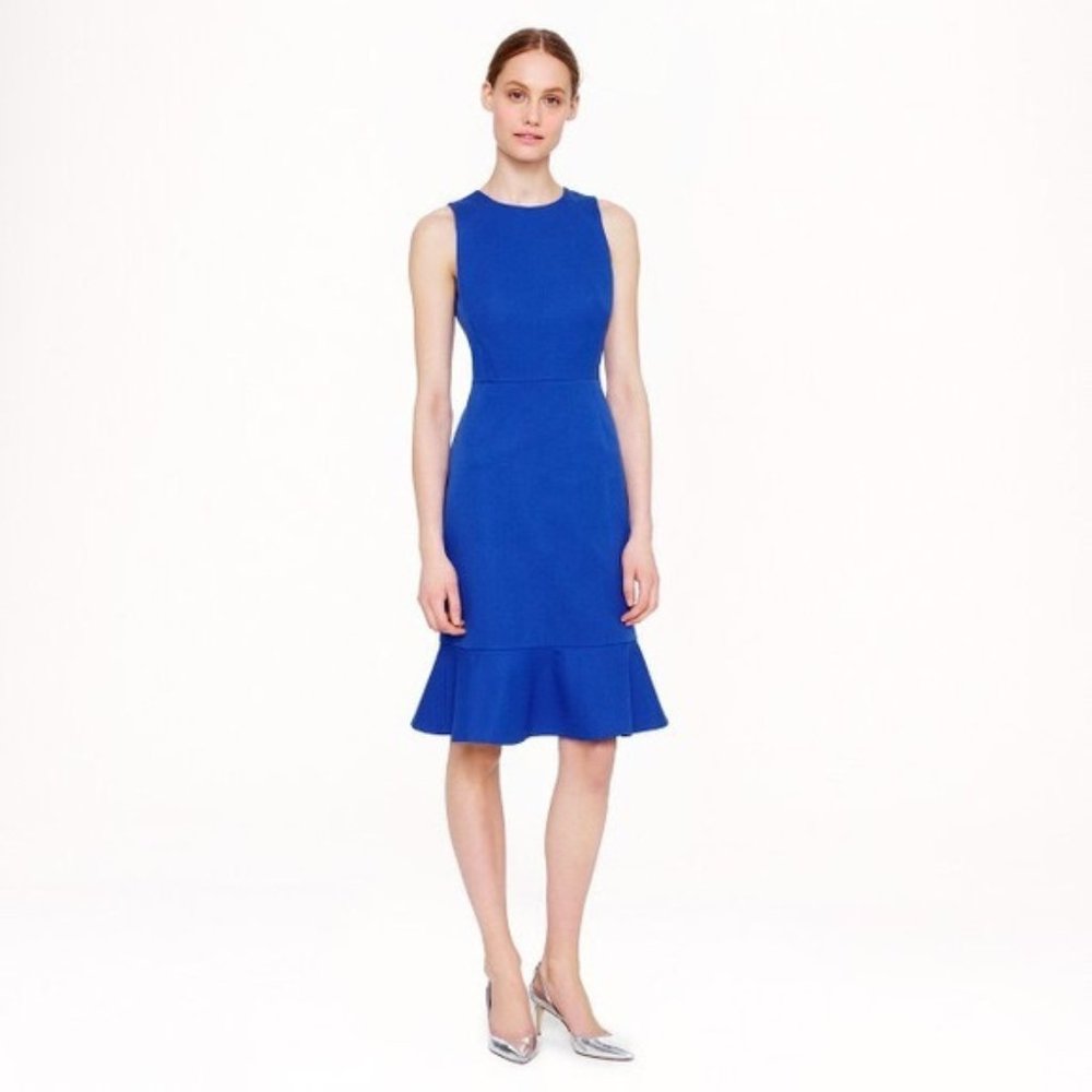 J. Crew Ruffle Hem Dress Size 0 Cobalt Royal Blue